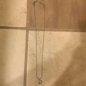 925 silver pink heart gem necklace.